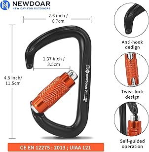 NewDoar UIAA & CE-gecertificeerde handstijgklem kabelklem Ascension klimboom boomverzorger abseilen apparatuur kabelklem voor 8 ~ 13 mm touw rechterhand Pro zwart