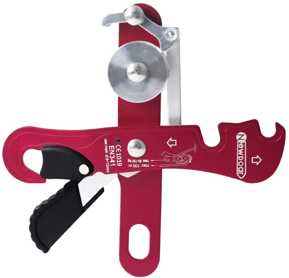 NewDoar Climbing Stop Descender Rappelling Belay for Ropes 9-12mm The Novices for Rescue & Arborist CE Certification(Red)