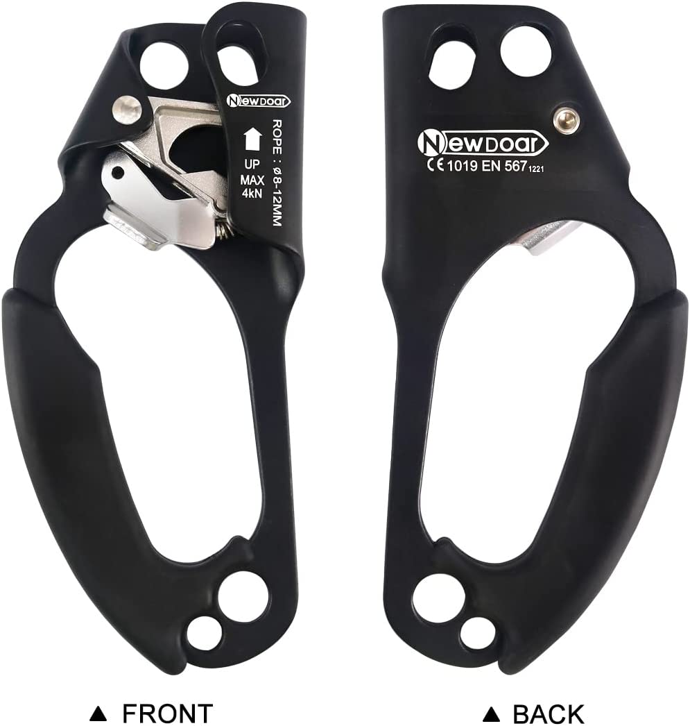 NewDoar UIAA & CE Certified Left Hand Ascender for 812MM Rope Black