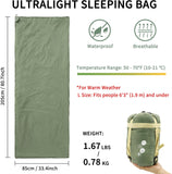 NewDoar Ultralight Backpacking Sleeping Bag - 50-70°F