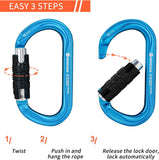 25KN CE&UIAA Certified Climbing Auto- Locking Carabiner Professional O-Shaped Heavy Duty Carabiner