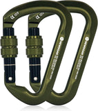 NewDoar Professional CE Certified 30kN-6744lbs Climbing Carabiner-Screwgate/ArmyGreen