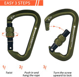 NewDoar Professional CE Certified 30kN-6744lbs Climbing Carabiner-Screwgate/ArmyGreen