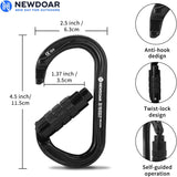 25KN CE&UIAA Certified Climbing Auto- Locking Carabiner Professional O-Shaped Heavy Duty Carabiner