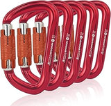NewDoar 28KN UIAA & CE Certified Auto Climbing Carabiner -Red 5pcs