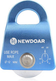 NewDoar CE Certified 20kN Micro Pulley Fixed Side Trolley for Climbing Rescue-Blue 1pcs