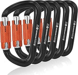 NewDoar 28KN UIAA & CE Certified Auto Climbing Carabiner -Black 5pcs