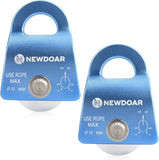 NewDoar CE Certified 20kN Micro Pulley Fixed Side Trolley for Climbing Rescue-Blue 2pcs