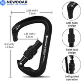 NewDoar Professional CE Certified 30kN-6744lbs Climbing Carabiner-Screwgate/Black