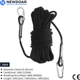 10mm Static Climbing Rope with 2 Steel Hooks Pro