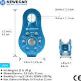 NewDoar Fixed Plate Micro Pulley-Blue,26KN CE Certified(26KN Blue 2pcs)