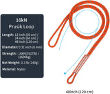 16KN Nylon Prusik Loop,Multipurpose Climbing rope