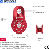 NewDoar Fixed Plate Micro Pulley-Red,26KN CE Certified(26KN Red 1pc)