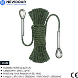 8mm Static Climbing Rope with 2 Steel Hooks