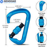 NewDoar Professional CE Certified 30kN-6744lbs Climbing Carabiner-Screwgate/Blue