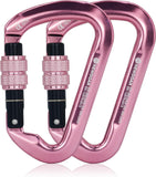 NewDoar Professional CE Certified 30kN-6744lbs Climbing Carabiner-Screwgate/Pink