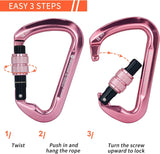 NewDoar Professional CE Certified 30kN-6744lbs Climbing Carabiner-Screwgate/Pink