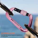 NewDoar Professional CE Certified 30kN-6744lbs Climbing Carabiner-Screwgate/Pink