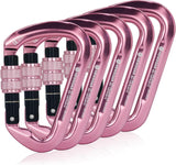 NewDoar Professional CE Certified 30kN-6744lbs Climbing Carabiner-Screwgate/Pink