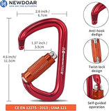 NewDoar 28KN UIAA & CE Certified Auto Climbing Carabiner -Red 5pcs