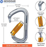 NewDoar 28KN UIAA & CE Certified Auto Climbing Carabiner -Grey 2pcs