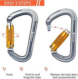 NewDoar 28KN UIAA & CE Certified Auto Climbing Carabiner -Grey 2pcs