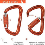 NewDoar 28KN UIAA & CE Certified Auto Climbing Carabiner -Orange 5pcs