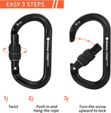 NewDoar 25KN CE&UIAA Certified Climbing Screwgate Locking Carabiner Professional O-Shaped Heavy Duty Carabiner