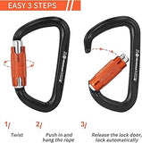 NewDoar 28KN UIAA & CE Certified Auto Climbing Carabiner -Black 5pcs