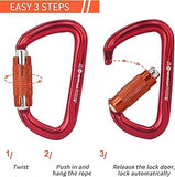 NewDoar 28KN UIAA & CE Certified Auto Climbing Carabiner -Red 5pcs