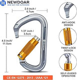 NewDoar 28KN UIAA & CE Certified Auto Climbing Carabiner -Grey 1pc