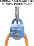 NewDoar CE Certified 20kN Micro Pulley Fixed Side Trolley for Climbing Rescue-Blue 2pcs