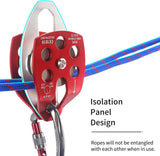 NewDoar 30 KN CE Certified Large Rescue Pulley Double Sheave with Swing Plate-Red 2pcs