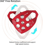 NewDoar 30 KN CE Certified Large Rescue Pulley Double Sheave with Swing Plate-Red 2pcs