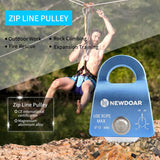 NewDoar CE Certified 20kN Micro Pulley Fixed Side Trolley for Climbing Rescue-Blue 1pcs