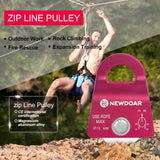 NewDoar CE Certified 20kN Micro Pulley Fixed Side Trolley for Climbing Rescue-Red 2pcs