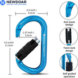 25KN CE&UIAA Certified Climbing Auto- Locking Carabiner Professional O-Shaped Heavy Duty Carabiner