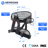 NewDoar Thickness Climbing Harness, Wider Half Body Harness(Upgrade Black)