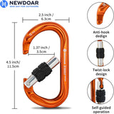 NewDoar 25KN CE&UIAA Certified Climbing Screwgate Locking Carabiner Professional O-Shaped Heavy Duty Carabiner