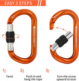 NewDoar 25KN CE&UIAA Certified Climbing Screwgate Locking Carabiner Professional O-Shaped Heavy Duty Carabiner