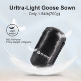 NewDoar Urltra-Light 800FP White Goose Down Camping Sleeping Bag - Black