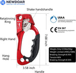 NewDoar UIAA & CE Certified Right Hand Ascender for 8~12MM Rope - Pro Red