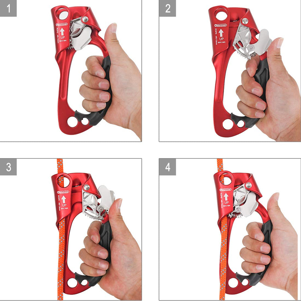 NewDoar Handklimklem – UIAA & CE-gecertificeerd – Voor Touw 8-13 Mm – Aluminium – 249g – Geschikt Voor Boomklimmen En Abseilen – Blauw/oranje
