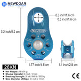 NewDoar Fixed Plate Micro Pulley,26KN CE Certified(26KN Blue 1pcs)