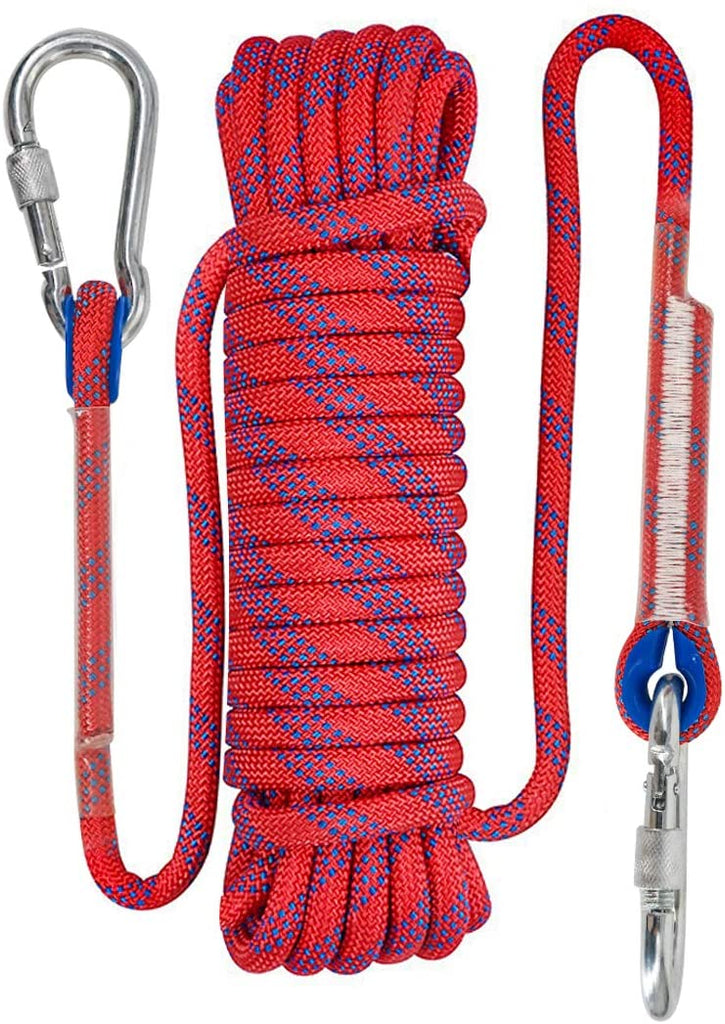 Climbing Rope With Static Safety Carabiner 10Mm Polyester Rescue  Mountaineering Rope For Hiking Mountaineering Mountain 10M